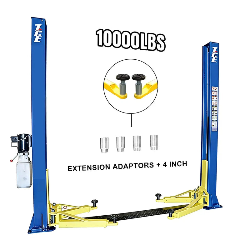 TCE 2-Post Car Lift, 220V, 10,000 lb Capacity, Foot Plate, Auto Truck Hoist with Adapters, 2-Year Warranty, TRJR-245LC