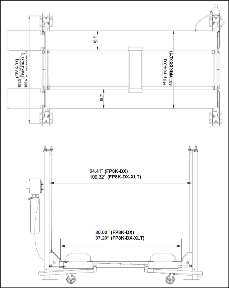 WL8K-DX 8,000 lb 4-Post Deluxe Storage Lift